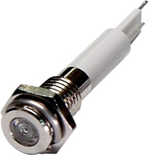 H06F-12W, High Intensity LED Indicator, 6mm Panel Hole, Flat Head Type, White, 12V DC