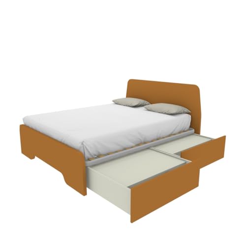 MOBILFINO CAMERETTE Cama de matrimonio 160 x 200 con cabeceros moldeados y cajones – Azufre Derecha