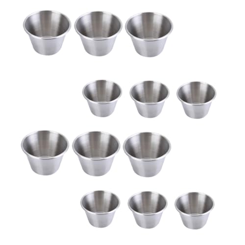 STOBAZA 12Pcs Stainless Steel Sauce Dipping Cups Condiment Cups for Ketchup Mustard and Soy Sauce Cooking Accessories for Kitchen Restaurant Use