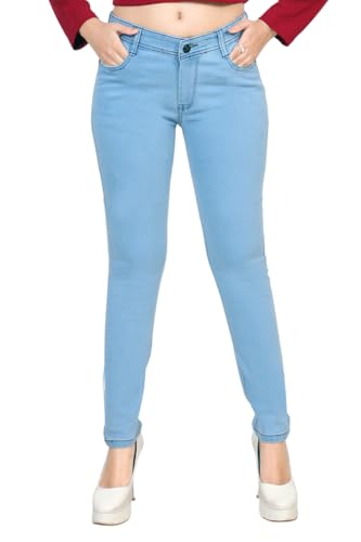 Image of Women's Stretchable Skinny Fit Jeggings High Waist Denim Look Pants for Girls & Ladies Soft Comfortable Slim Fit Jeans Perfect for Casual, Work, Travel & Party