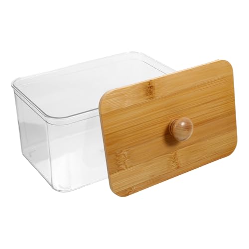 NOLITOY Kunststoff Aufbewahrungsbox Mit Deckel Transparent Bambusgriff Wäscheraum Organizer Trocknertuchbehälter Waschmittelkapselspender