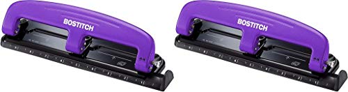 Bostitch Office EZ Squeeze Reduced Effort 3-Hole Punch, 12 Sheets, Purple (2105), 1.6