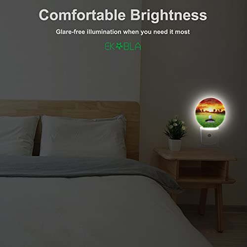 Image of EKOBLA Golf Ball Night Light, Golf Course Grassland Night Lights Plug Into Wall with Auto Sensor for Bedroom and Bathroom