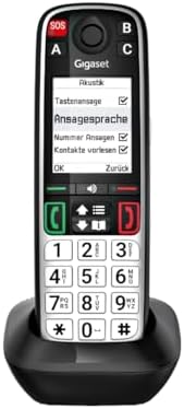 Gigaset Easy 520HX DECT-Mobilteil mit Ladeschale, SOS-Notruf, Schwarz | Universal-Mobilteil, 2,2-Zoll-Farbdisplay, Made in Germany, [Kompatibel in DE, IT, FR, NL, BE, CHE, AUT], [O