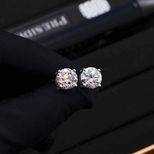 Ctarlitu Moissanite Stud Earrings, 0.2Ct-4.0Ct /Pair D Color Vvs1 Brilliant Lab Created Diamond Earrings 925 Sterling Silver Screw Back Stud Earrings Moissanite Earrings For Women Men (2.0Carat/Pairs, White Gold-Butterfly Clasp) #TOP1