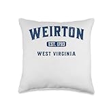 Visit Weirton West Virginia Vintage Athletic Souvenir Throw Pillow