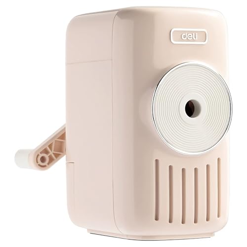 YiWgqish Sacapuntas manual, sacapuntas de manivela de alimentación automática, sacapuntas con diseño de punta ajustable para lápices y lápices de colores (tres colores) (rosa)