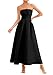 PRETTYGARDEN Cocktail Dresses for Women 2026 Summer Formal Elegant Tube Top Strapless Spring Wedding Guest Party Midi Dress(Black,Medium)