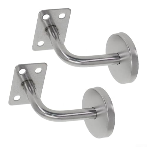 Lot de 2 supports de rampe d'escalier pour support mural en acier inoxydable pour une sécurité d'escalier stable (support plat)