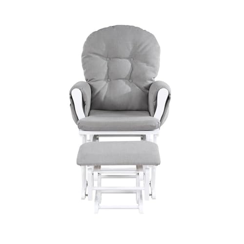 Image of Suite Bebe Mason Nursery Rocking Chair with Ottoman, Wooden Glider for Baby Nursing, Smooth Gliding Rocker, White and Oyster