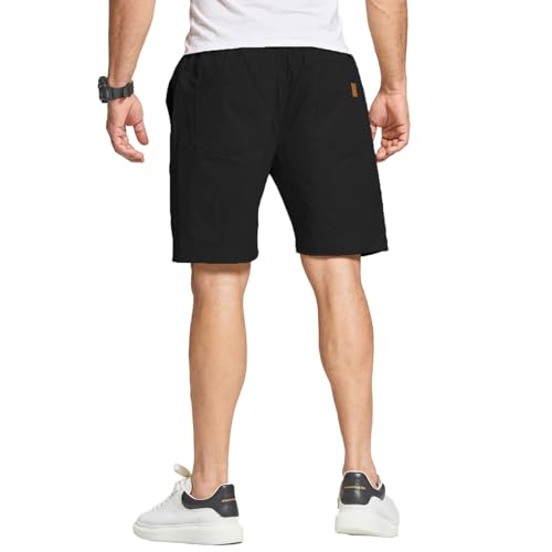 FizzPop Mens Shorts Casual Summer Cotton Chino Golf Dress Beach Drawstring Elastic Waist Essentials Shorts with Pockets Black 2XL by FizzPop - Used condition - Image 2