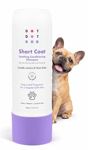 Shampoo Cani Capelli Corti 280ml | Formula Prebiotica Avena | Tecnologia NeoFresh | Speciale Bulldog Francesi e Carlini | Vegano Pelle Sensibile | Fragranza Calmante | Razze Capelli Lisci | DotPet