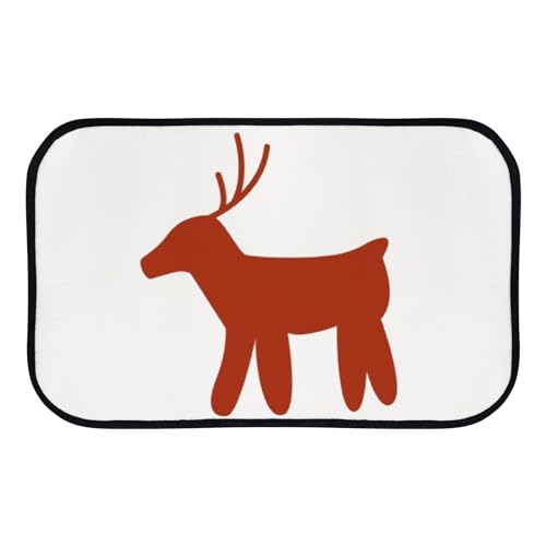 Nuansexi Bathroom Rugs Reindeer Silhouette Red Floor Mats Non Slip Bathmat Doormat Tub Mat Coral Velvet Absorbent Entrance Carpet Mats Machine Washable Bedroom Decor