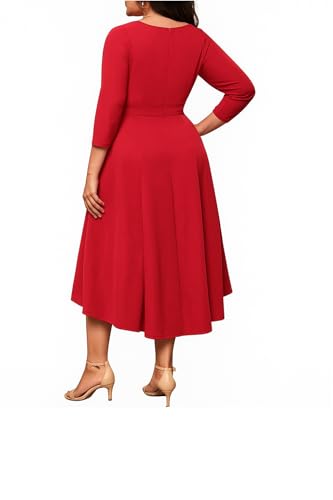Image of C4D Women Plus Size V-Neck Party Cocktail High-Low Maxi Dress
