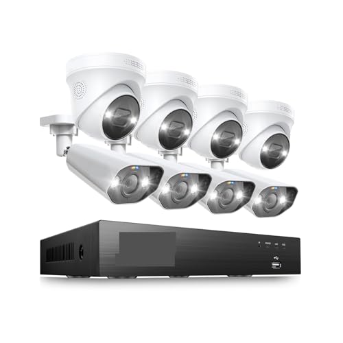 LBNVBC De videovigilancia PoE 4K Super HD 8CH H.265 + NVR Kit Ip67 Bullet cámaras IP Resistentes a la Intemperie Conjunto CCTV de Seguridad for Exteriores(2T,8CH NVR 8Cameras-01)
