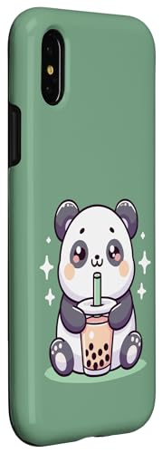 Hülle für iPhone X/XS Kawaii Pandas Bubble Tea Boba Panda