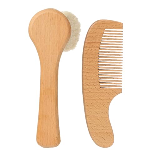 Beavorty 1 Juego Traje De Lavado Para Bebés Cepillo Recién Nacido Kit De Aseo Para Niña Recién Nacida Peine De Pelo Para Pequeños Cepillo De Champú Haya Light Brown