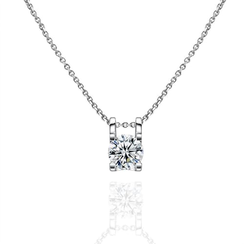 Collier en Or Blanc anti-ternissement avec Moissanite 1ct pour peau sensible