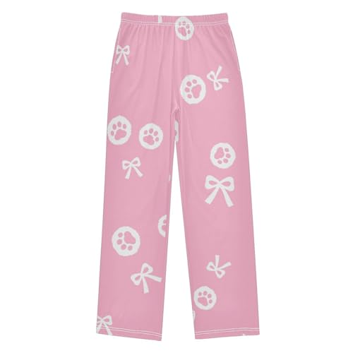 Paw and Bow Boys Pants Boys Athletic Pants Long Pant for Boywith Pockets Wide-Leg Size 6-14Y