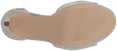 GUESS Women's CADLY Heeled Sandal, Silver Shimmer 040, 6 | Image 3