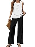 FLORENCE IISA 2-teiliges Set für Damen 2025, Sommer-Outfits, bedruckt, weites Bein, ärmellos,...