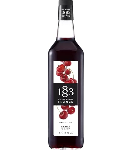 Image of 1883 Cherry Syrup for Drinks, Made in France, 1-Liter Glass Bottle