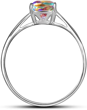 Beautiful 1ct Mercury Mystic Topaz 925 Sterling Silver Engagement Ring Size 6, 7, 8, 9 - Image 2