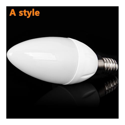 Bombilla de vela LED E14 2W con cubierta blanca 1fortunate de luz cálida para lámparas pack de 10 5