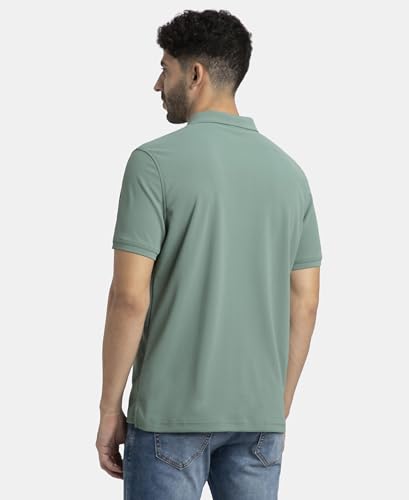 Image of Jockey AM38 Men's Microfiber Fabric Solid Half Sleeve Polo T-Shirt with StayDry & StayFresh Technology