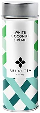Art of Tea White Coconut Crème Tea 1.5oz Loose Leaf Tea Tin, Premium White Tea Blend with Coconut & Floral Botanicals, Smooth Tropical Dessert Tea, Hot or Iced Gourmet Tea