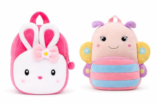 Image of Cartoon Plush Kids School Bag 2-6 Years | Soft Toy Backpack for Boys & Girls | Toddler Nursery Preschool Bag | Lightweight Adjustable Straps