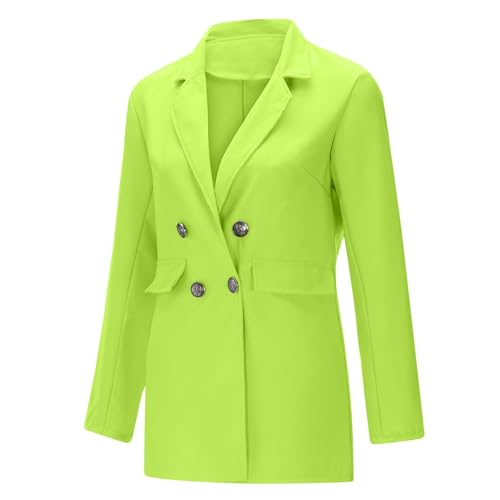 Women's Double Breasted Suit Jackets Lightweight Work Office Jacket Long Sleeve Solid Blazer Notch Lapel Blazers3