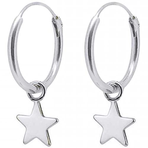 AKIEE Aros De Plata de Ley 925 Con Estrella Pendientes para Mujer Hombre Cover