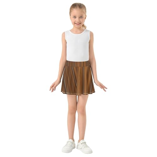 Joisal Brown Wood Texture Girls Skorts Athletic Shorts Tennis Skirts Kids Dance Flowy Skort 3t3