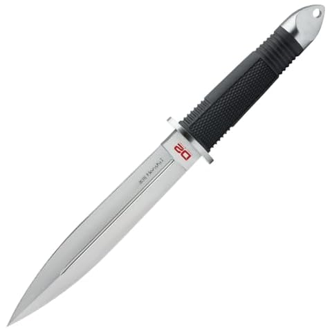 Honshu D2 Fighter Knife | D2 Tool Steel Blade | Fixed Blade | Full Tang | Rubberized Grip | Stainless Steel Guard | 7 5/8" Blade Length | Overal Length 13.25" Cover