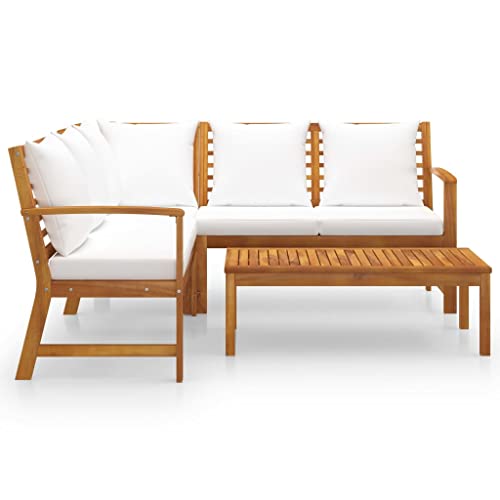 Yunir Juegos de Salón de Patio de 4 Piezas, Sillón de Madera Maciza para Exteriores con Mesa de té, Diseño Modular, Moderno Juego de sofá de Jardín para Porche, Terraza, Balcón, Patio