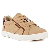 Nautica Kids Boys Low-Top Lace-Up Fashion Sneakers: Stylish Dress Shoes for Youth - Ideal for Tennis and Walking for Boys Girls-Lander Boys-Sand Size-3