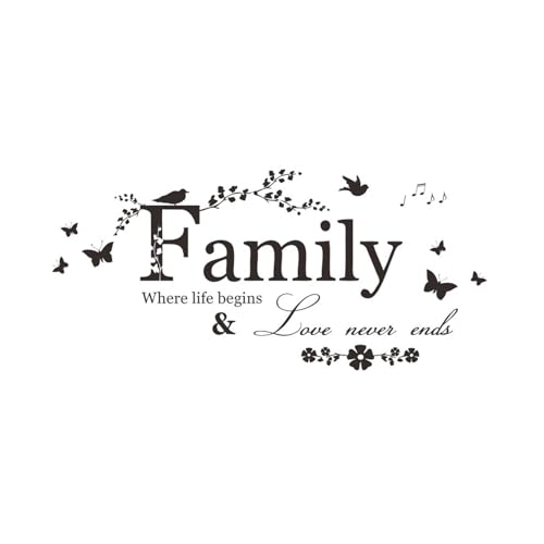 Desuibao Autocollant mural amovible en vinyle citations motivantes positives et inspirantes pour salon et chambre à coucher Family Where Life Begins and Love...
