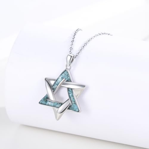 Star of David Necklace 925 Sterling Silver Chai Cross Hexagonal Star Turquoise Necklace Jewish Jewelry Gifts for Women Men2