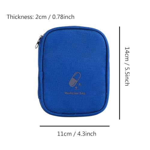 Image of Portable Mini First Aid Pouch, Empty Travel Medicine Bag Pills Pocket for Travel School Home (Dark Blue)