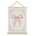 BearCake Vintage Pink Coquette Bow Floral Girly Canvas Wall Room Decor Art Poster, Wall Decor for Home Girls Room Dorm Apartment, 12x16 Inch