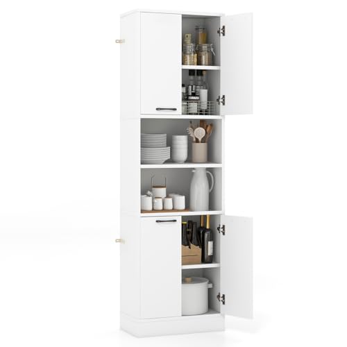 SILKYDRY Kitchen Pantry Cabinet, Dining Room Cupboard with 4 Doors