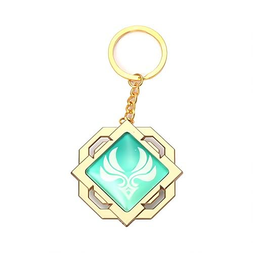 Genshin - Llavero luminoso de juguete de impacto Liyue Vision Anemo, llavero dorado con figura de juego, llavero con colgante de personaje Genshin, accesorios de cosplay, ojo de Dios, amarillo, M