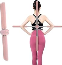 عصا يوجا وتمارين تمدد قابلة للتعديل، وردية اللون، مع مقابض معدنية، للتوازن والمرونة