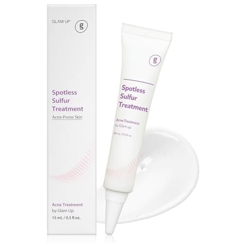 GLAM UP Spotless 10% Sulfur Treatment Spot Serum for Fast Healing Pimples, Blemishes and Acne Breakouts, Overnight Acne Soothing15mL, 0.5 fl. oz. [Made in the US] Cover
