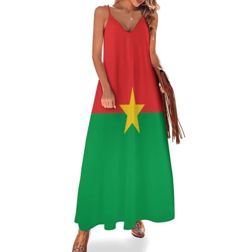Robe longue femme ete drapeau Burkina Faso pour vos vacances a la plage