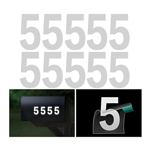 3 Inch Reflective Mailbox Numbers For Outside, 10 Pcs Single Number 5, Number Stickers With Sticky Tab For Easy Backing Separation, Pre-Cut For Effortless Align, Strong Self Adhesive Vinyl Address House Numbers (Number 5, 10 Pcs) #TOP25