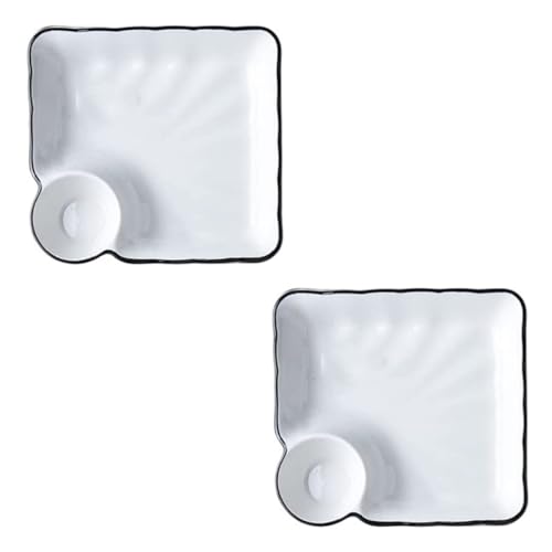 Set 2 platos cerámicos cuadrados estilo japonés para sushi miniatura 1