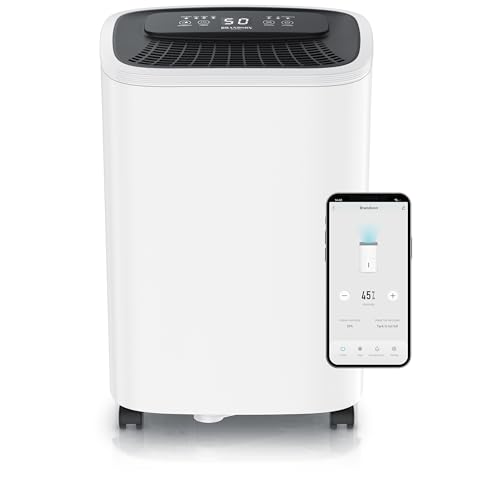 Brandson - Wlan Luftentfeuchter mit Kompressor elektrisch - 10 Liter - WiFi Dehumidifier Raumentfeuchter – mit App - Schlauch-Entwässerung