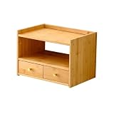 CFGH6FDF Home Simple Bamboo Bookshelf with Double Drawer Countertop Storag Rack Freestanding Book Shelf